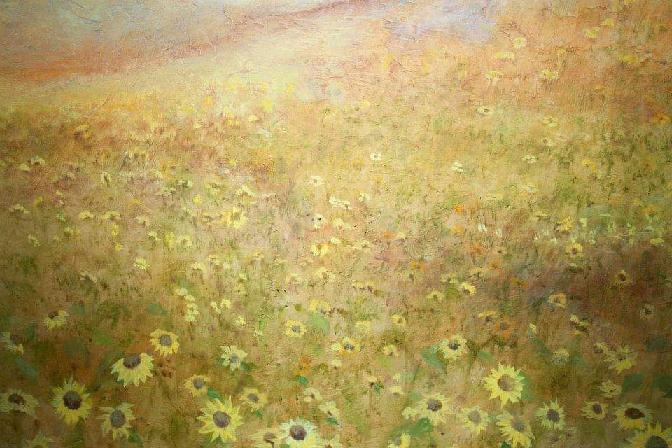cardboard sunflower oil painting