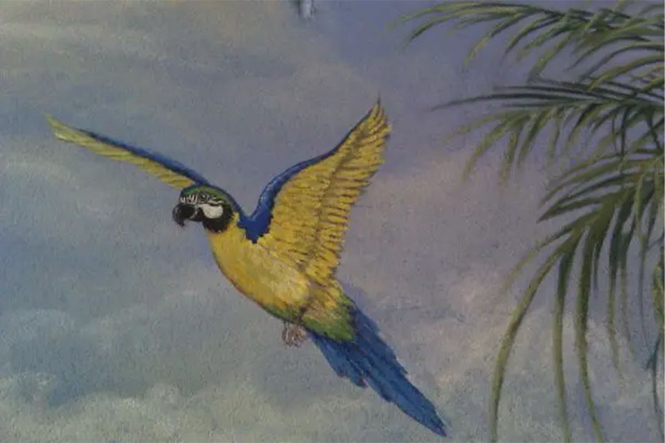 Flying Parrot Art Watercolor Painting
