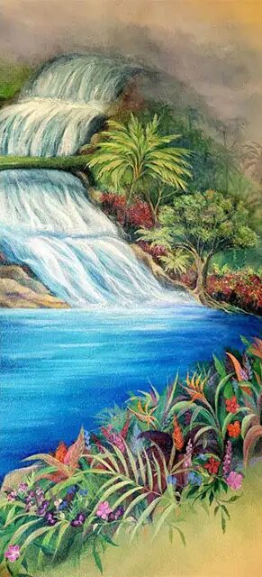 A Painting of RAIN FOREST FALLS Design
