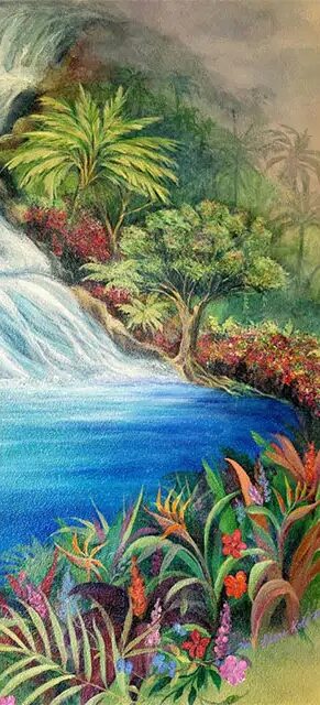 Paradise Falls Back to Nature Art Painting Design
