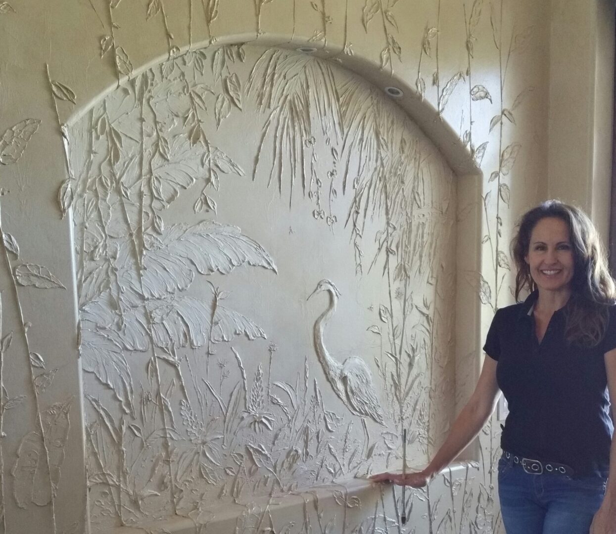 White Mint Sandstone Mural Wall Sculptures