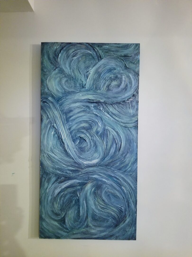 Blue White Acrylic Pour Painting