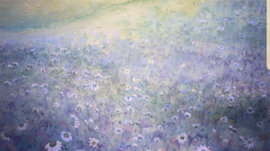 Vintage oil painting daisy chamomile flowers